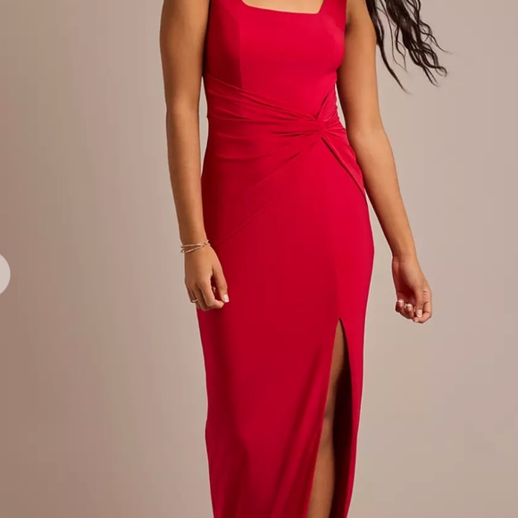 Red Formal Jersey Knotted Apple Long Dress Sz 2 - Picture 6 of 6